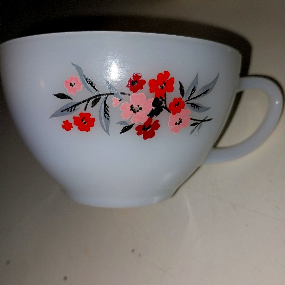 2 Fire king primrose tea cups